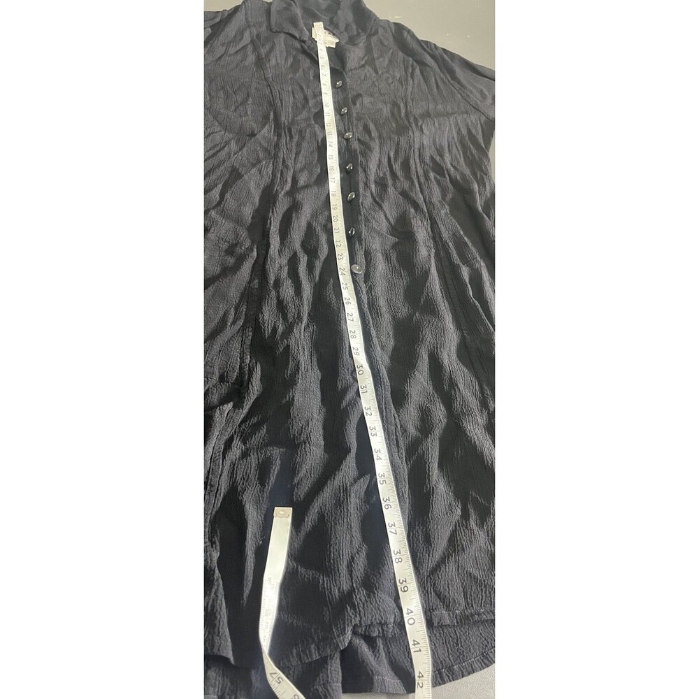 Flax Jeanne Engelhart Size Large Midi Button Front Shirt Dress Black Lagenlook - Picture 7 of 12